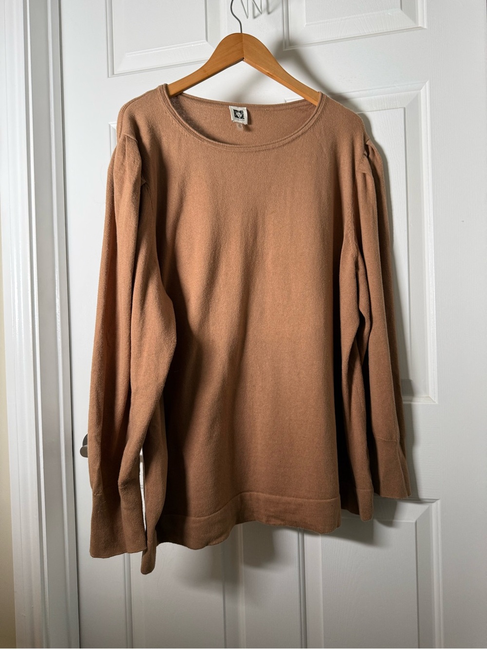 Anne Klein Camel Scoop Neck Knit Sweater